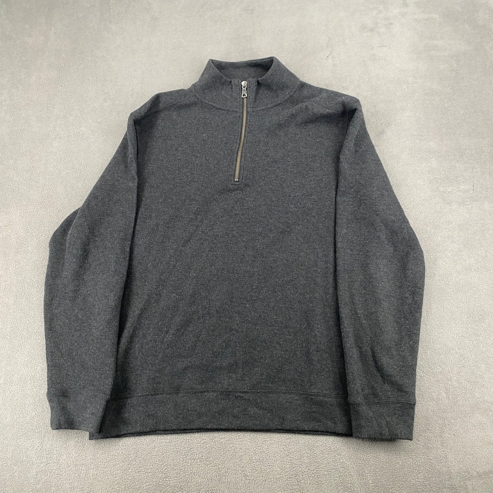 Banana Republic Mens Large Gray Quarter Zip Pullover Sweater 1799236 Ribbed Mock